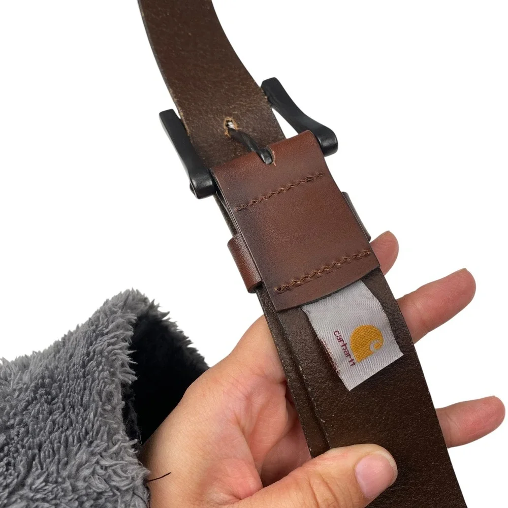 Carhartt Mens Brown Leather Work Belt Matte Black‎ Buckle Size 38 40
